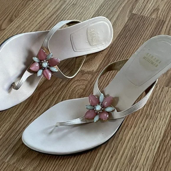 Stuart Weitzman Women Heel Sandal Shoes Leather Sole Pink Leather Upper Spain 39 - Picture 8 of 12